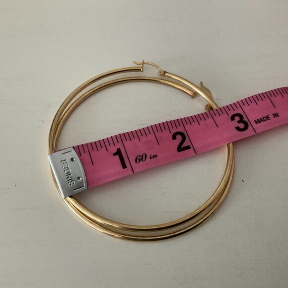 2 1/2" gold hoops 14k solid gold - Picture 2 of 5